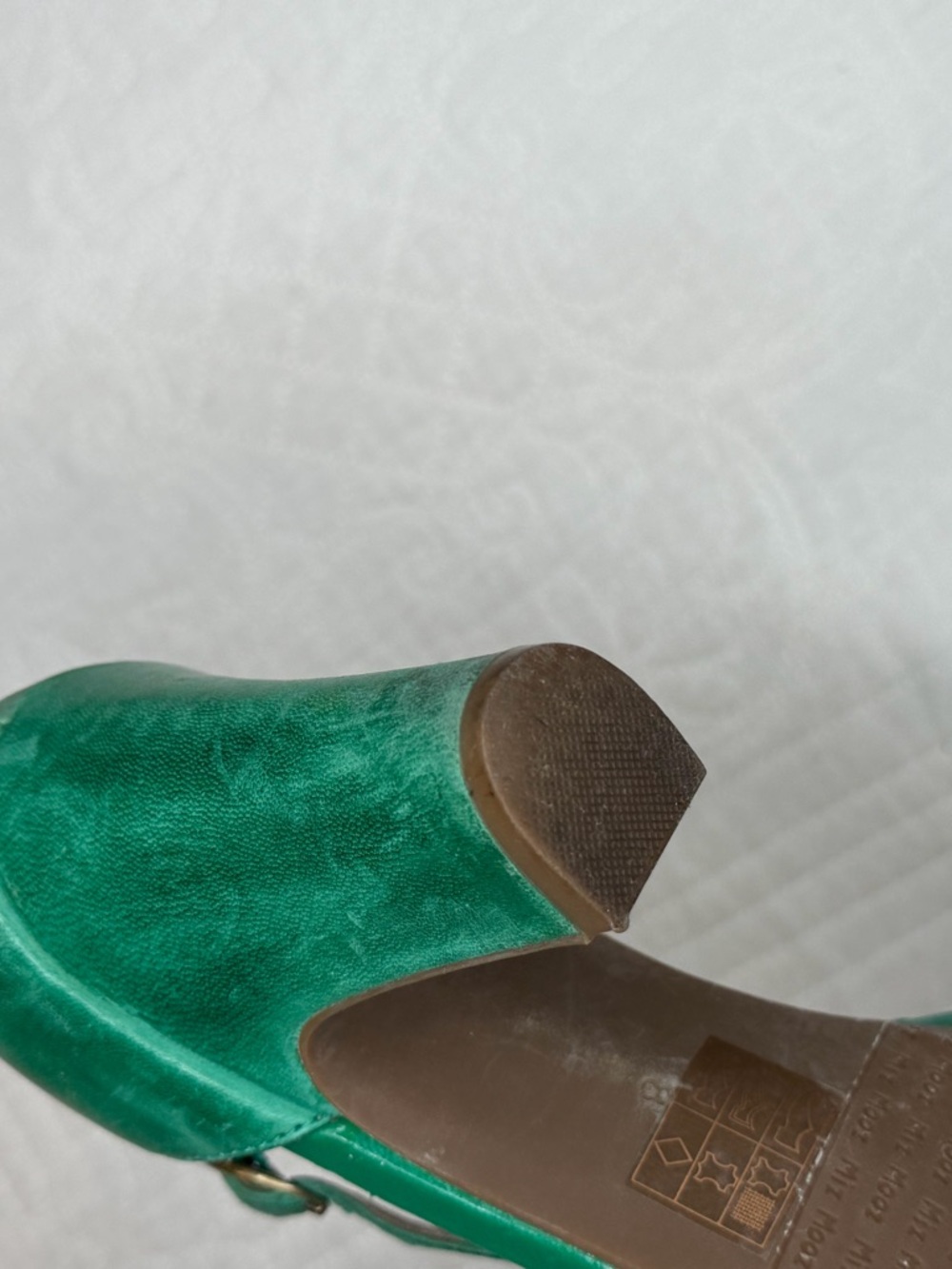 Miz Mooz Sailor Green Leather T-Strap Ruffled Heels Retro Y2K Classic Women 8 - Picture 7 of 13